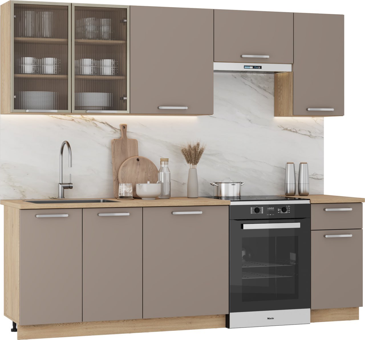 Virtuves komplekta Alika 240/72/60 cm Kremona ozols/bēšs