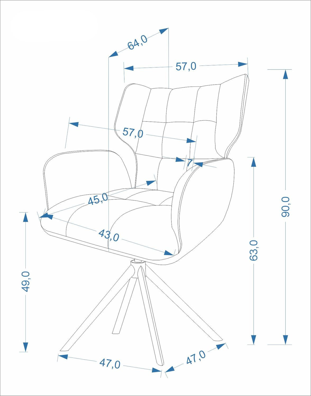Krēsls Lolo 57/64/90/49 cm Vinci 11