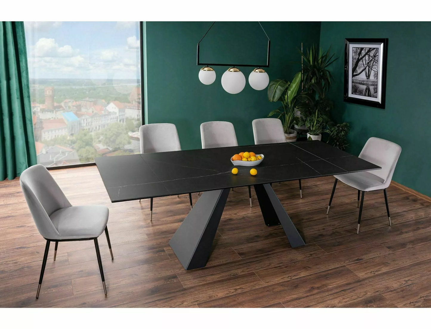 Galds SH 77/90/160(240) cm melns - N1 Home