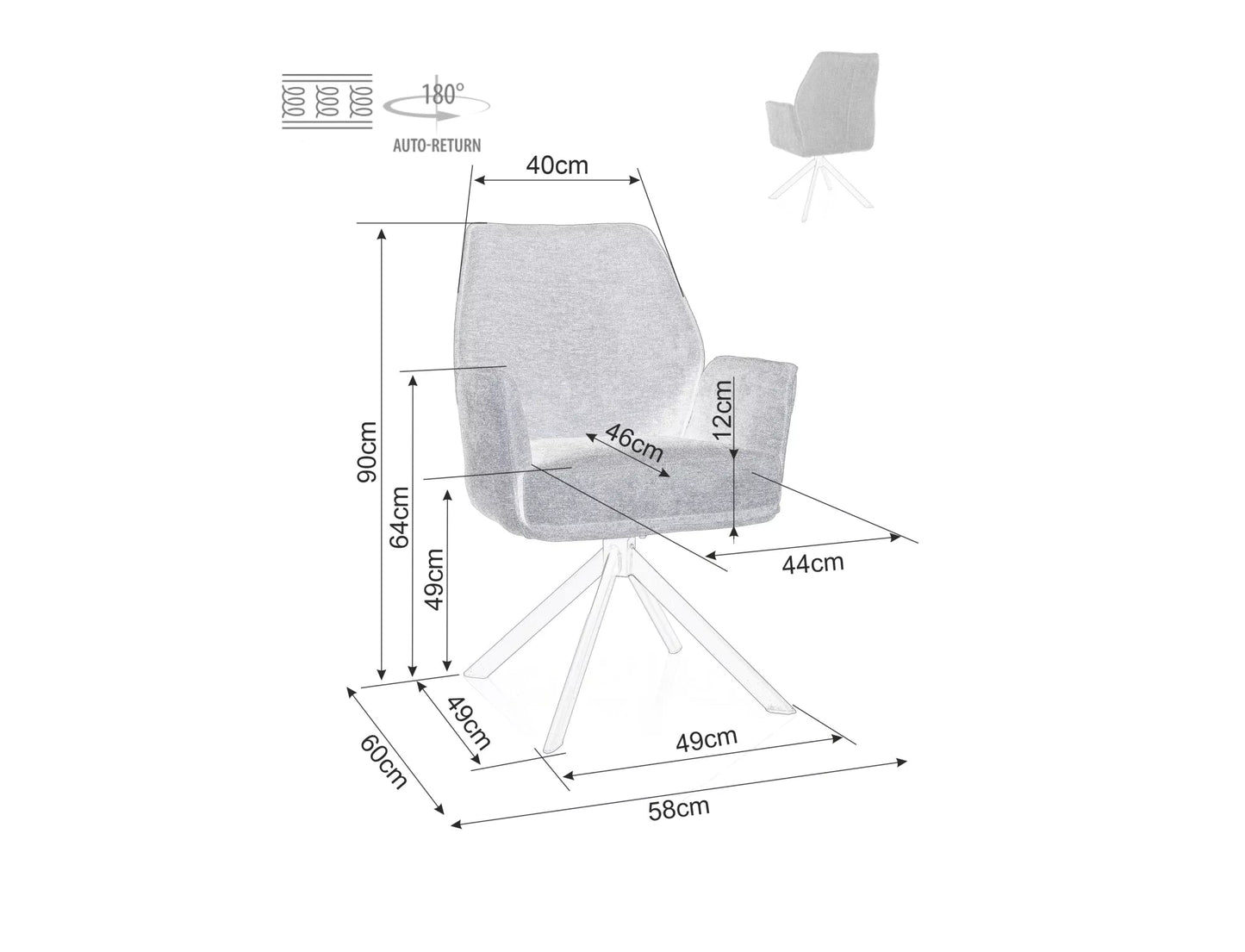 Krēsls MIO 90/58/49 cm gaiši bēšs - N1 Home