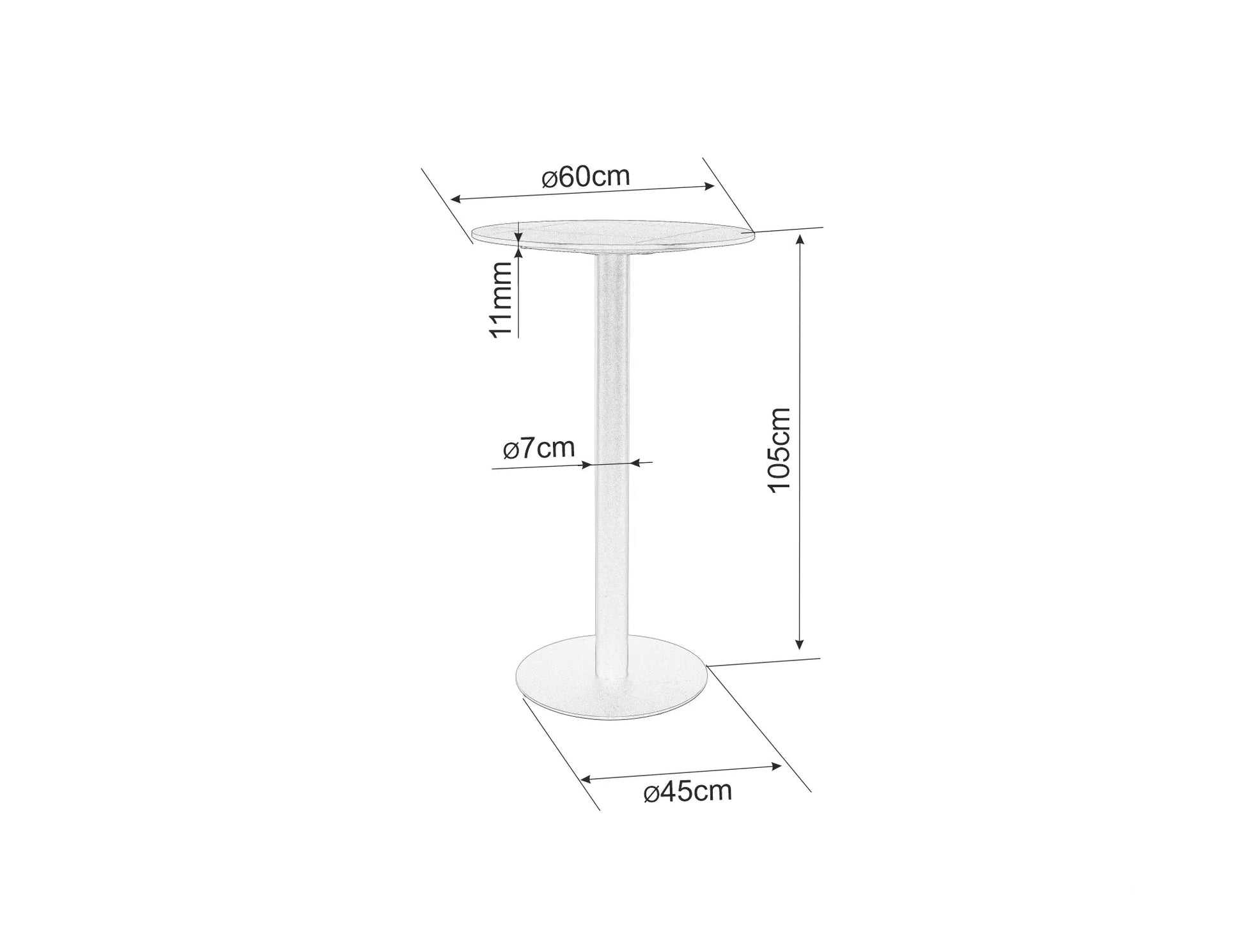 Bāra galds Bite 105/60 cm melns - N1 Home