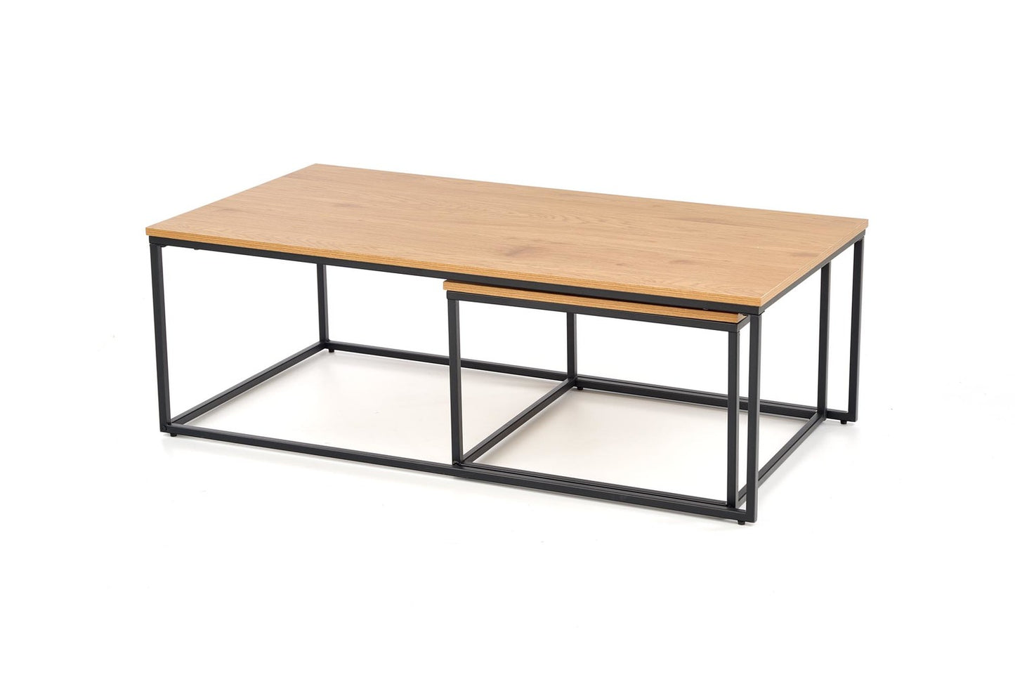 Kafijas galdiņš AL 120/60/40 cm un 55/55/36 cm zeltains ozols/melns - N1 Home