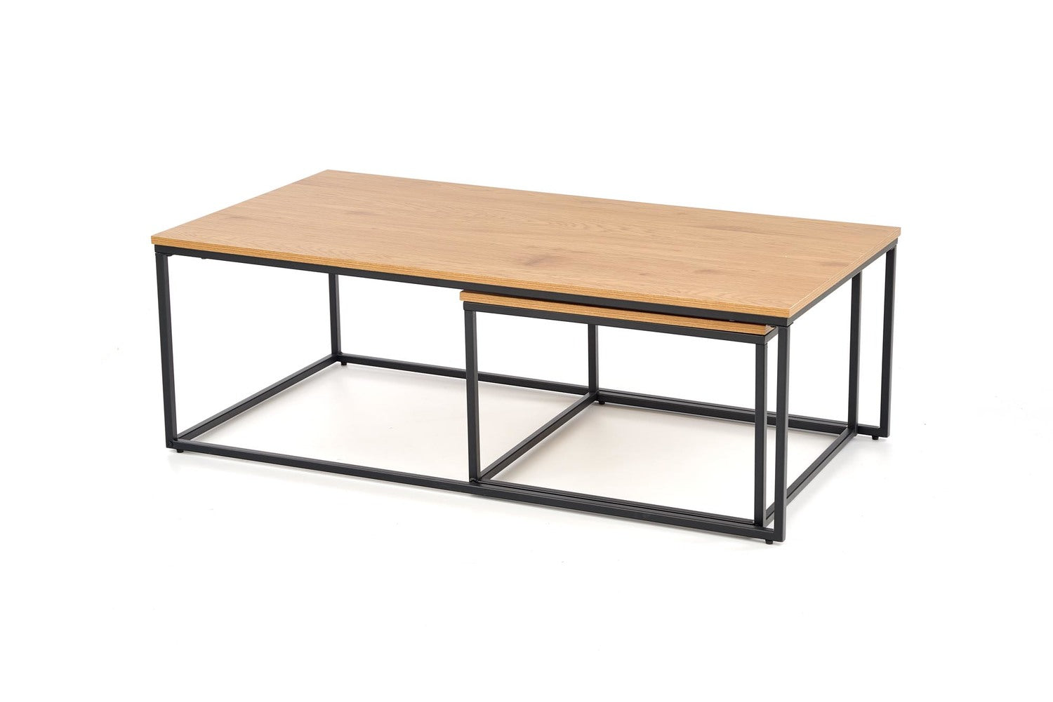 Kafijas galdiņš AL 120/60/40 cm un 55/55/36 cm zeltains ozols/melns - N1 Home