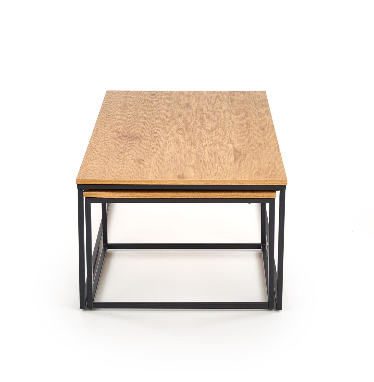 Kafijas galdiņš AL 120/60/40 cm un 55/55/36 cm zeltains ozols/melns - N1 Home