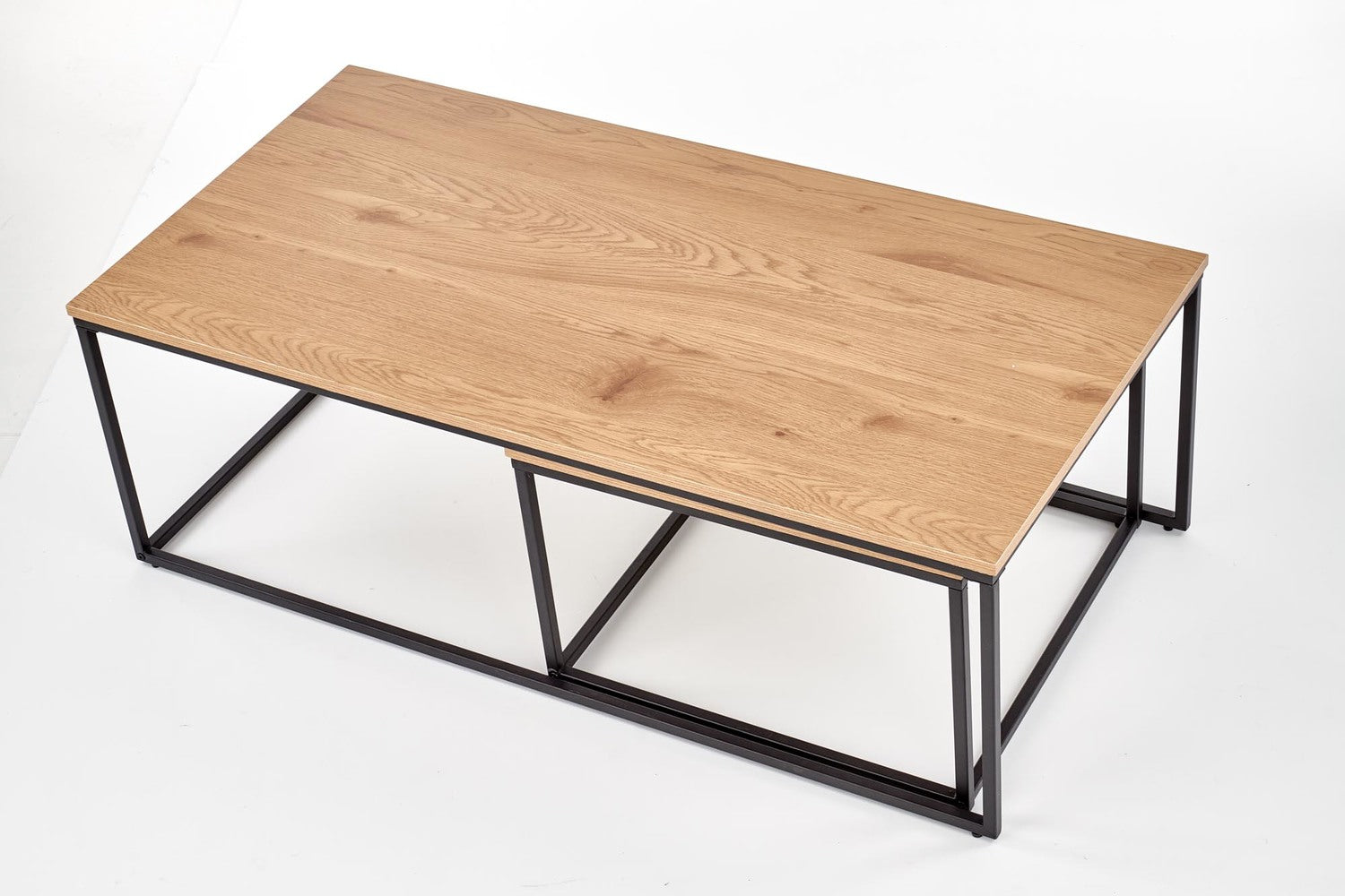 Kafijas galdiņš AL 120/60/40 cm un 55/55/36 cm zeltains ozols/melns - N1 Home