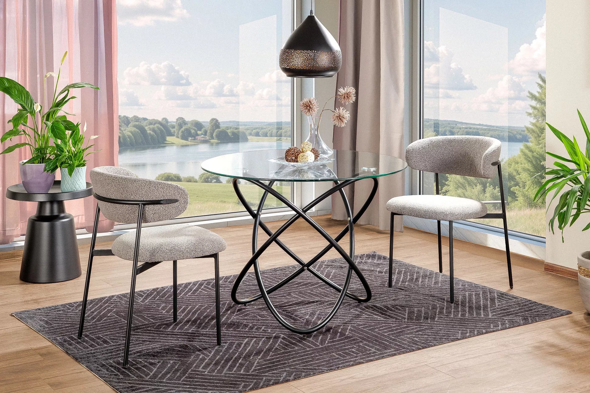 Galds Oria 75/100 cm melns - N1 Home