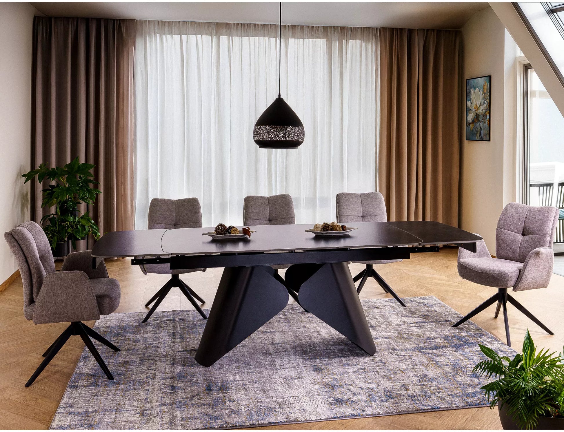 Galds Armon 75/90/160-240 cm melns/melns - N1 Home