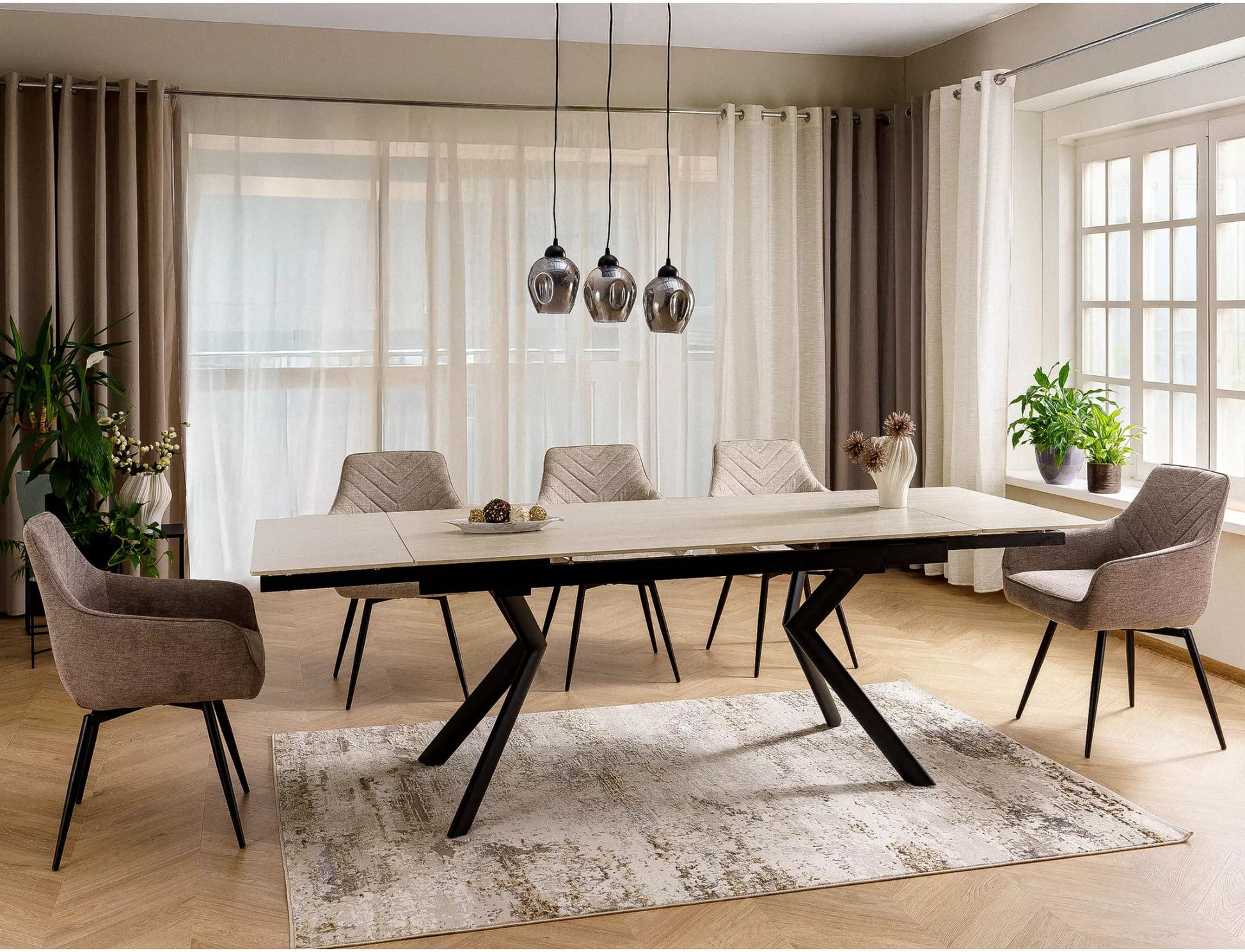 Galds Nort 75/90/160 cm bēšs - N1 Home