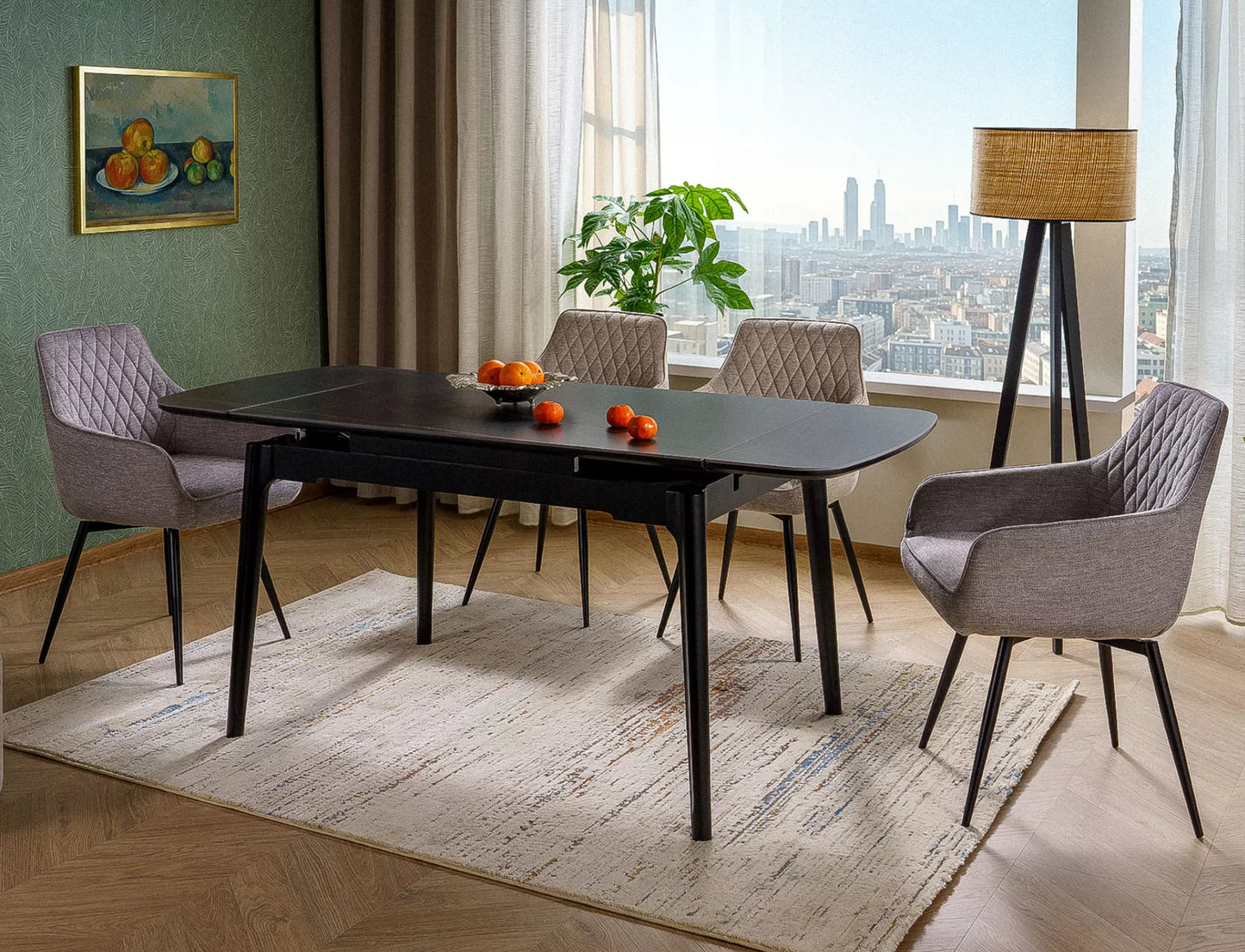 Galds Sent 120/180/80/75 cm matēts melns - N1 Home