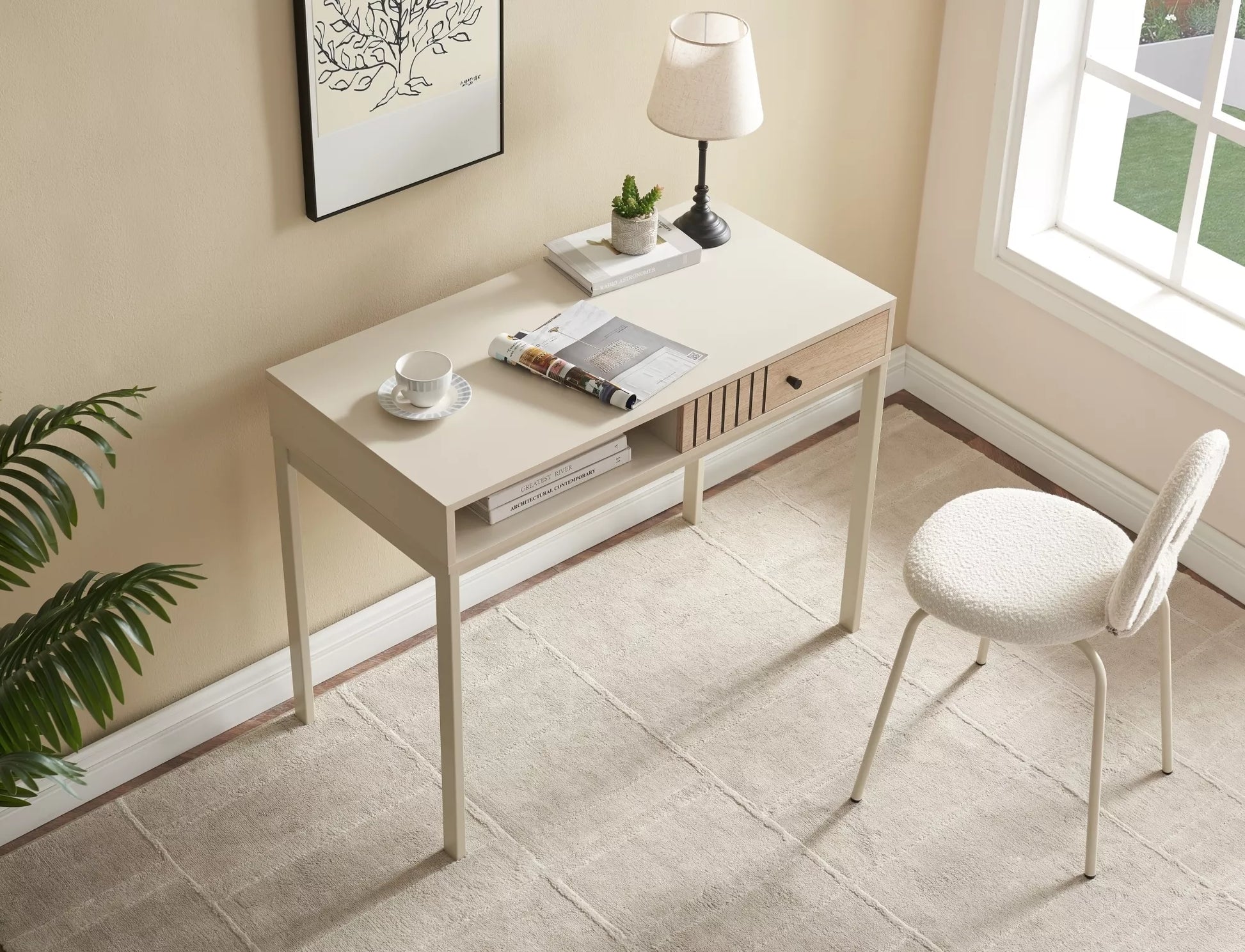 Rakstāmgalds Frosi 76/50/100 cm netīri balta/ozols - N1 Home