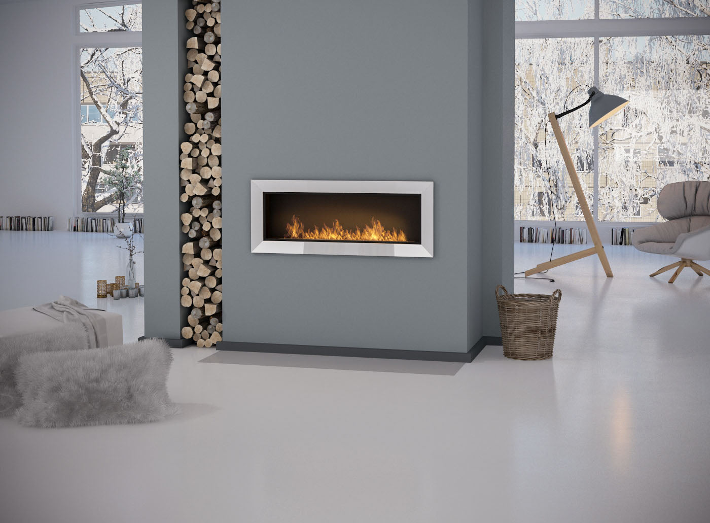 Biokamīns Frams 1200 120/49/20 cm balts - N1 Home