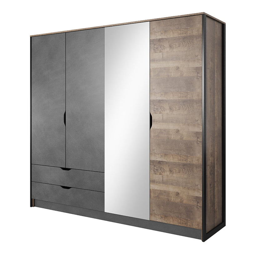 Skapis Ardi 220/204/56 cm ozols, smilšu krāsas, grunge/matera - N1 Home