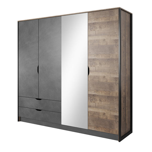 Skapis Ardi 220/204/56 cm ozols, smilšu krāsas, grunge/matera - N1 Home