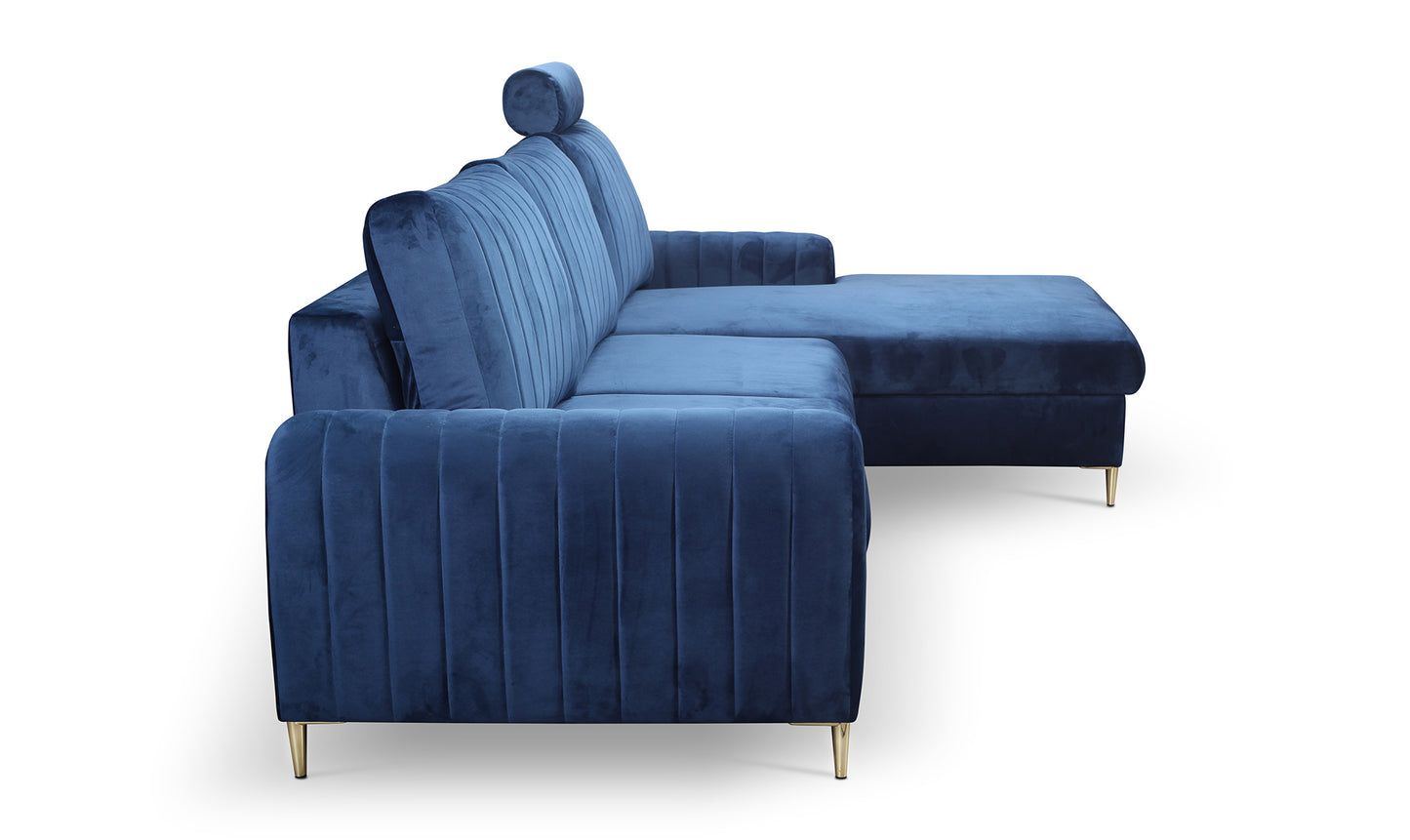 Dīvāns Monaske 252/106,5/90-168 cm navy - N1 Home