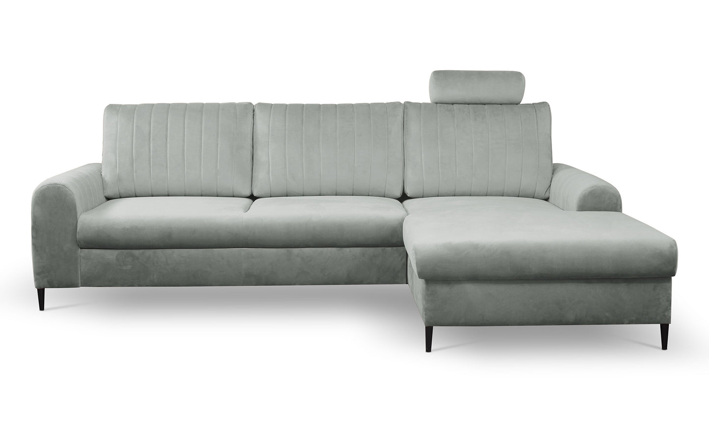 Dīvāns Monaske 252/106,5/90-168 cm pelēks - N1 Home