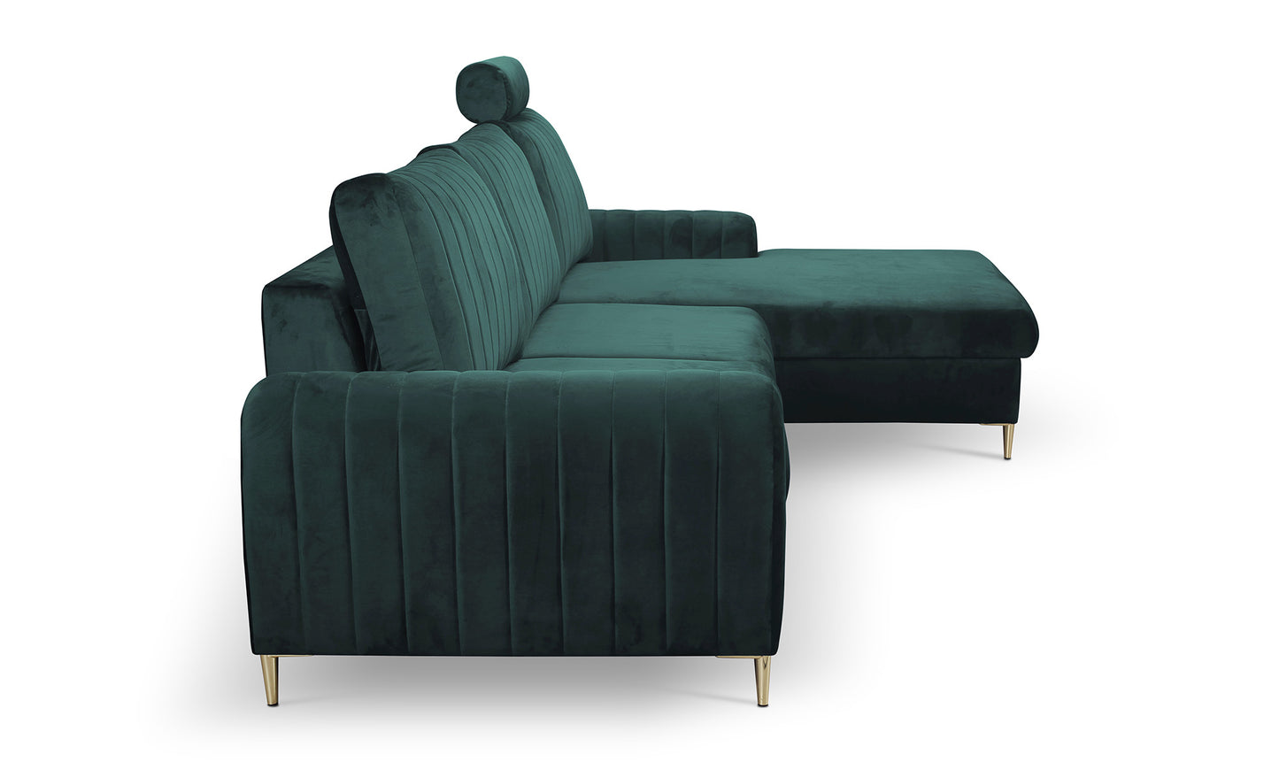 Dīvāns Monaske 252/106,5/90-168 cm jungle green - N1 Home