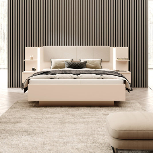 Gulta ar naktsskapitis Dasty 160/200 cm bēšs - N1 Home