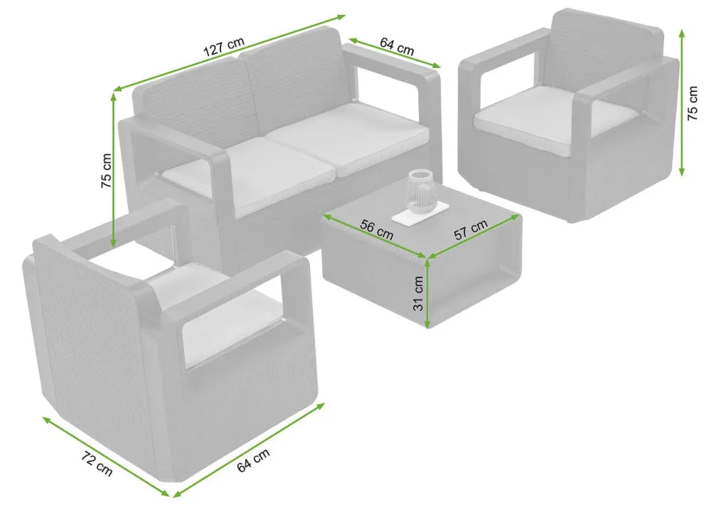 Atpūtas mēbeļu komplekts Veni antracīts - N1 Home