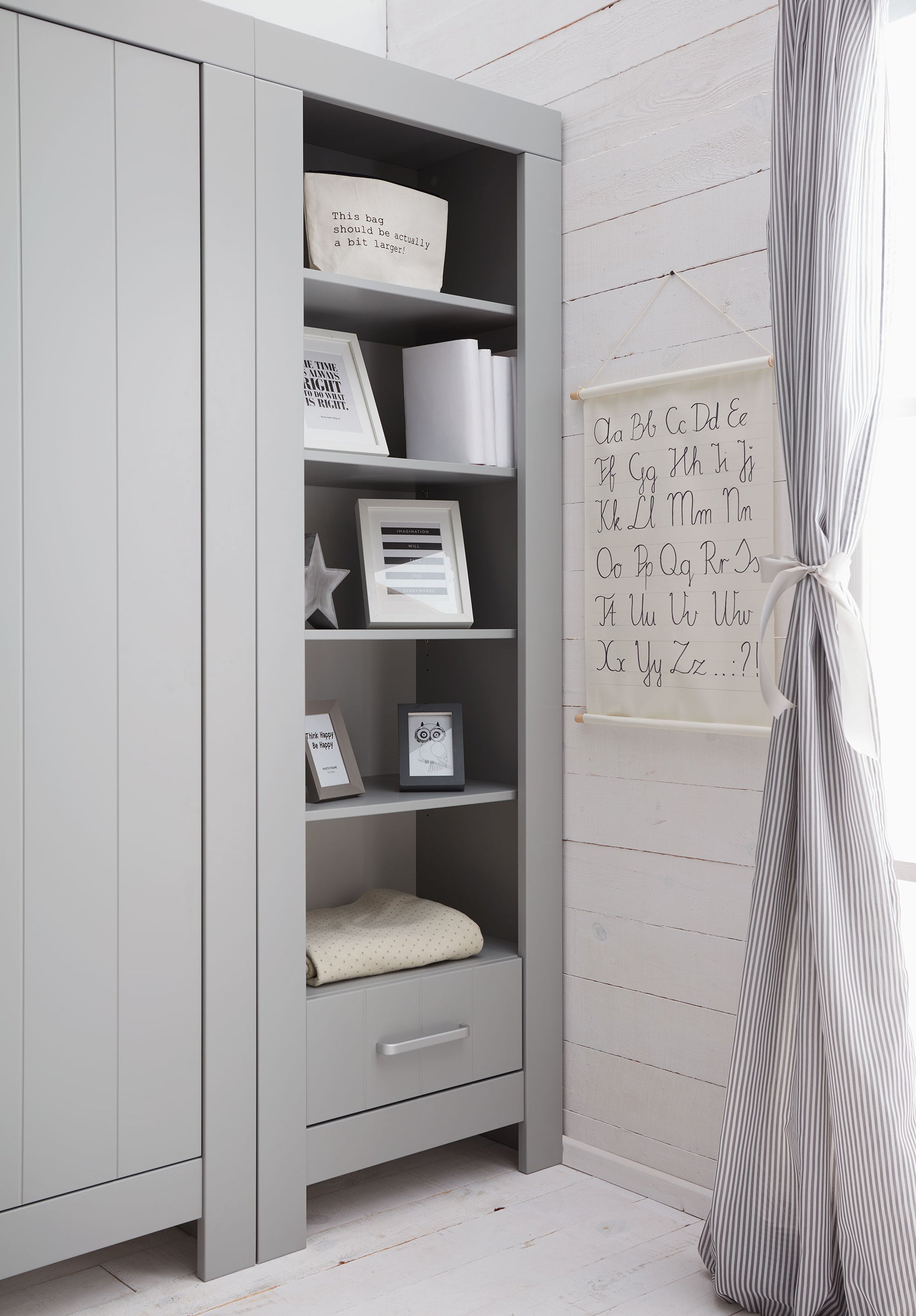 Grāmatu skapis CAMU 45/69/204 cm pelēks - N1 Home