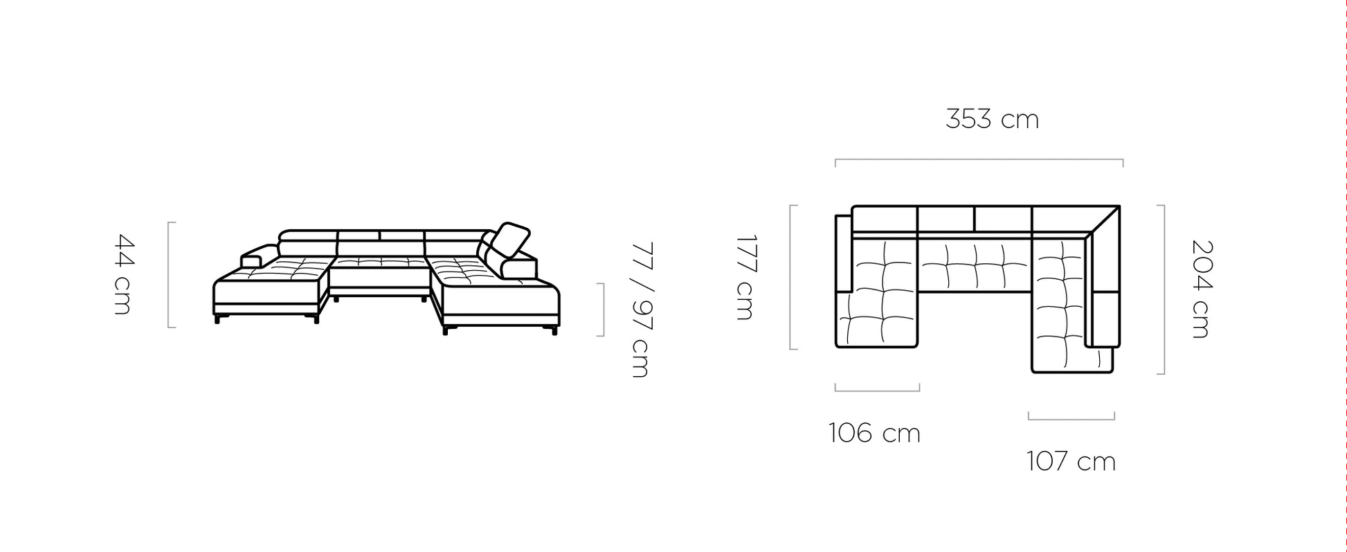 Dīvāns HARLY 353/204/177 - N1 Home