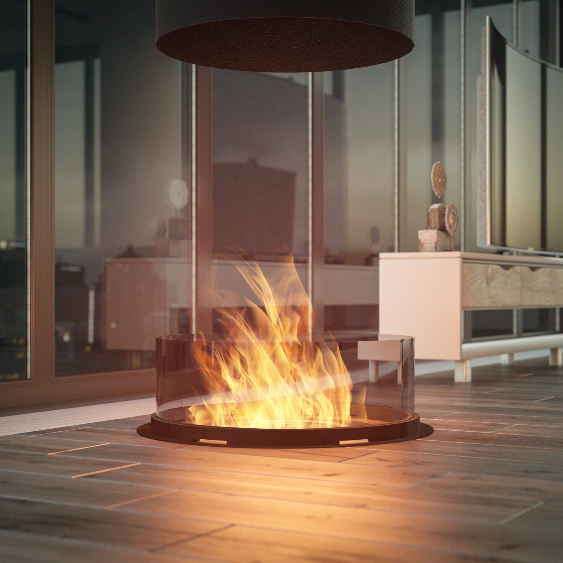 Biokamīns Inrond 80/200 cm melns - N1 Home