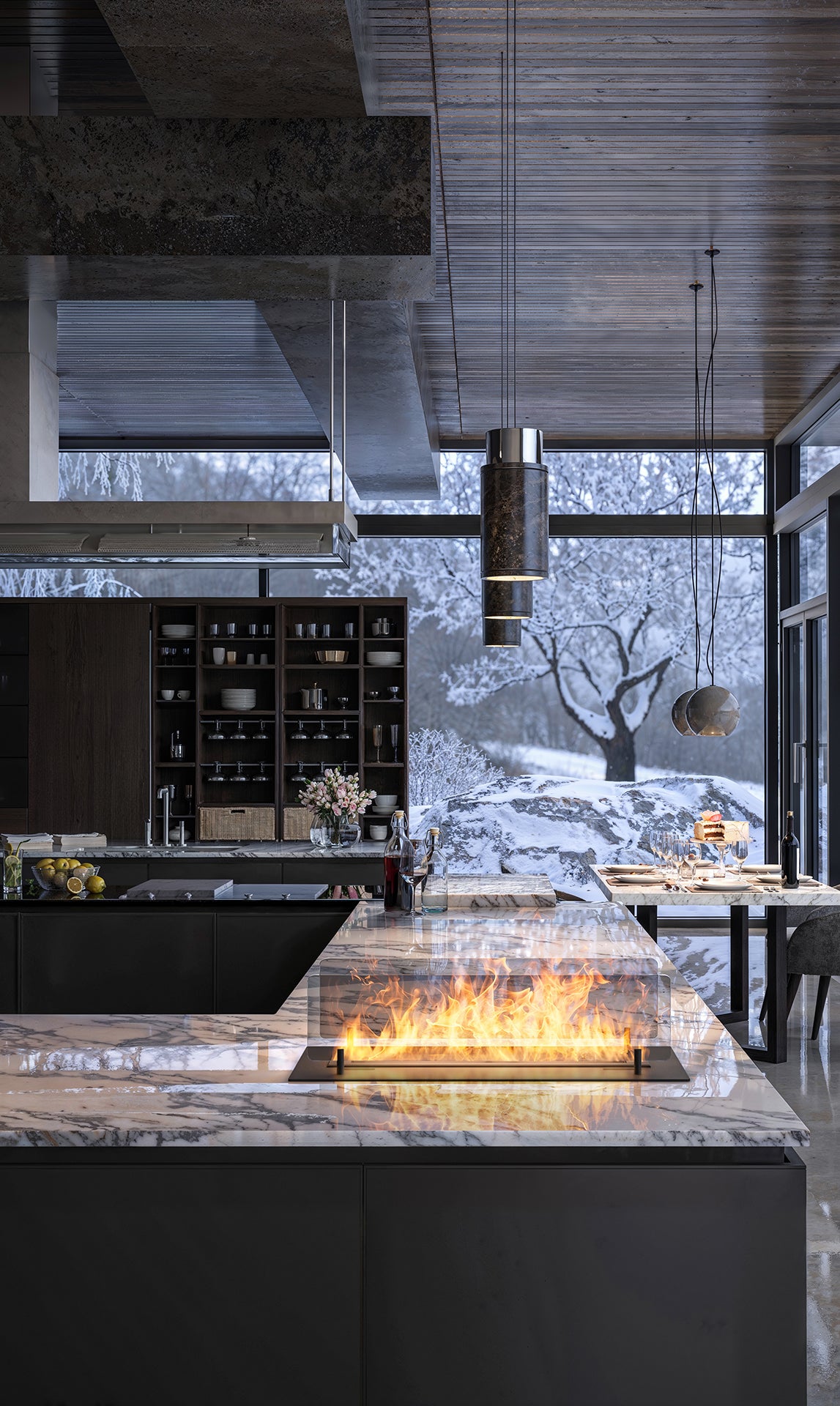 Biokamīns Inser 60/32/550; 100/32/50; 120/32/50 cm melns - N1 Home