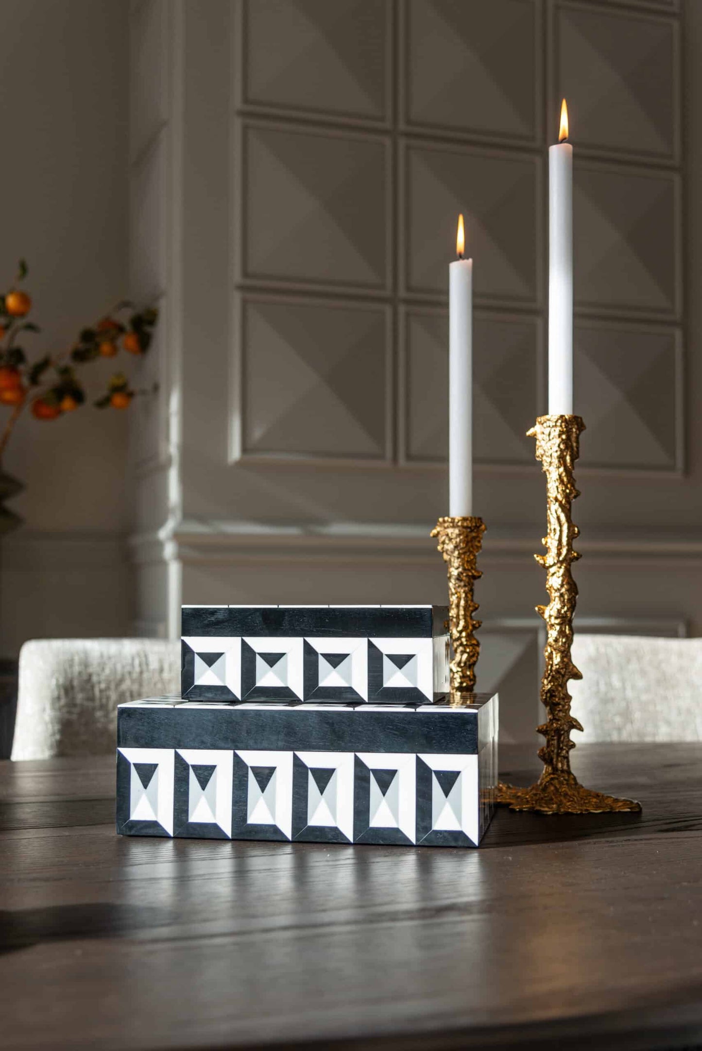 Uzglabāšanas kaste Licia Richmond Interiors 20//13/8; 20/28/10 cm melns/balts