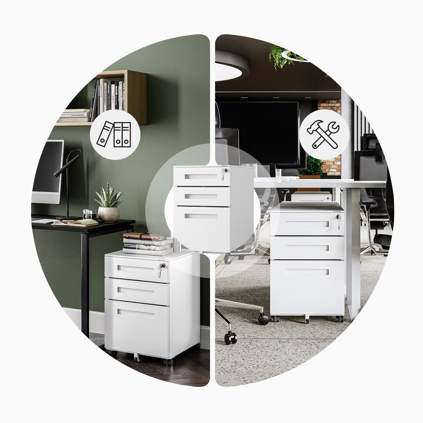 Konteiners zem rakstāmgalda Kates 39/60/50 cm balts - N1 Home