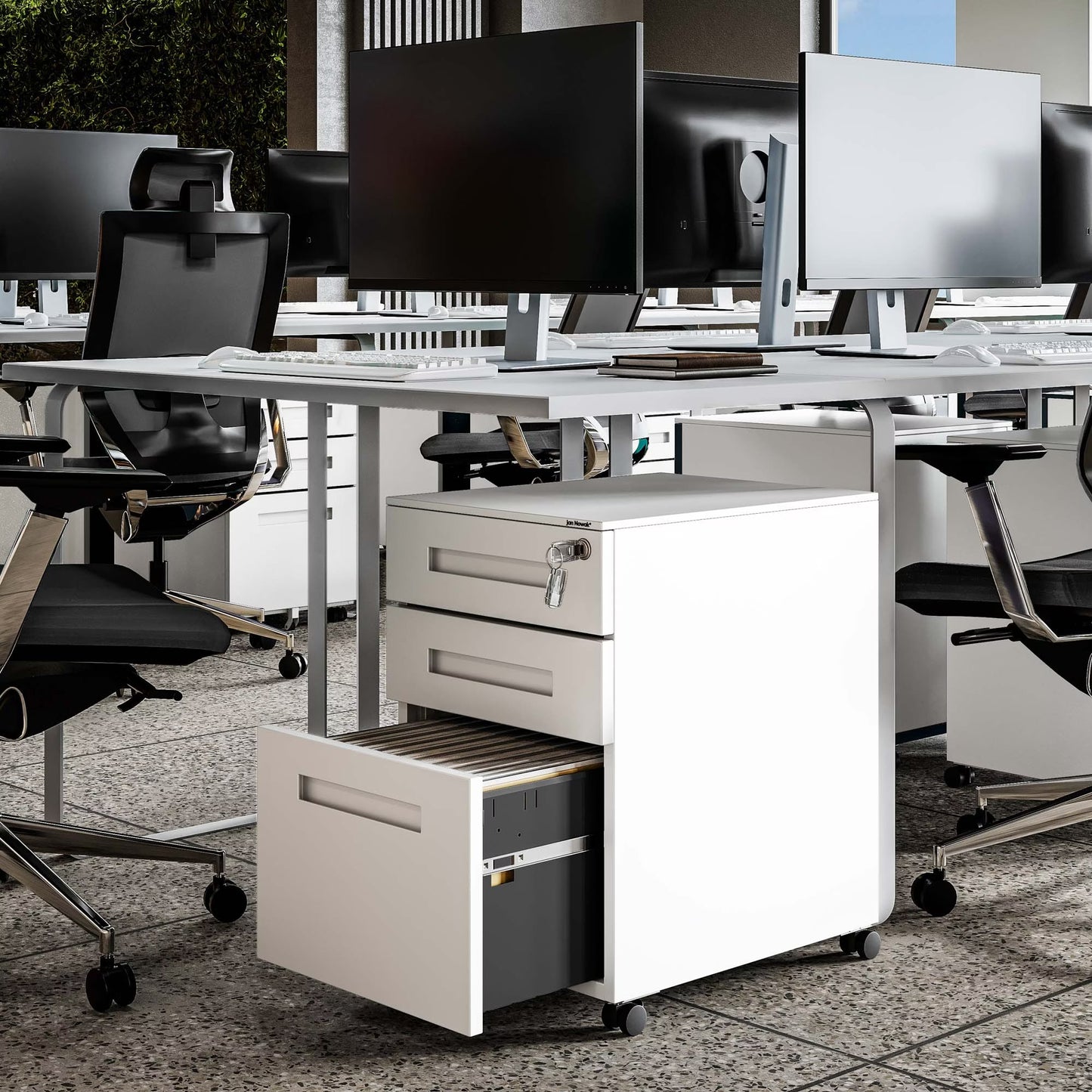 Konteiners zem rakstāmgalda Kates 39/60/50 cm balts - N1 Home