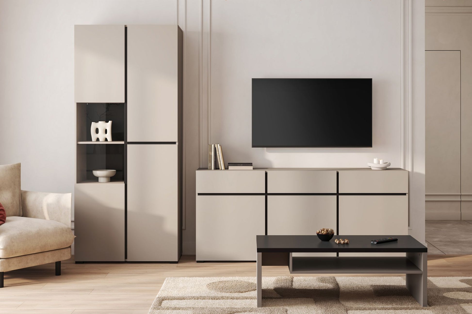 Kumode Krosit kolekcija 119/139/40 cm congo/melns - N1 Home