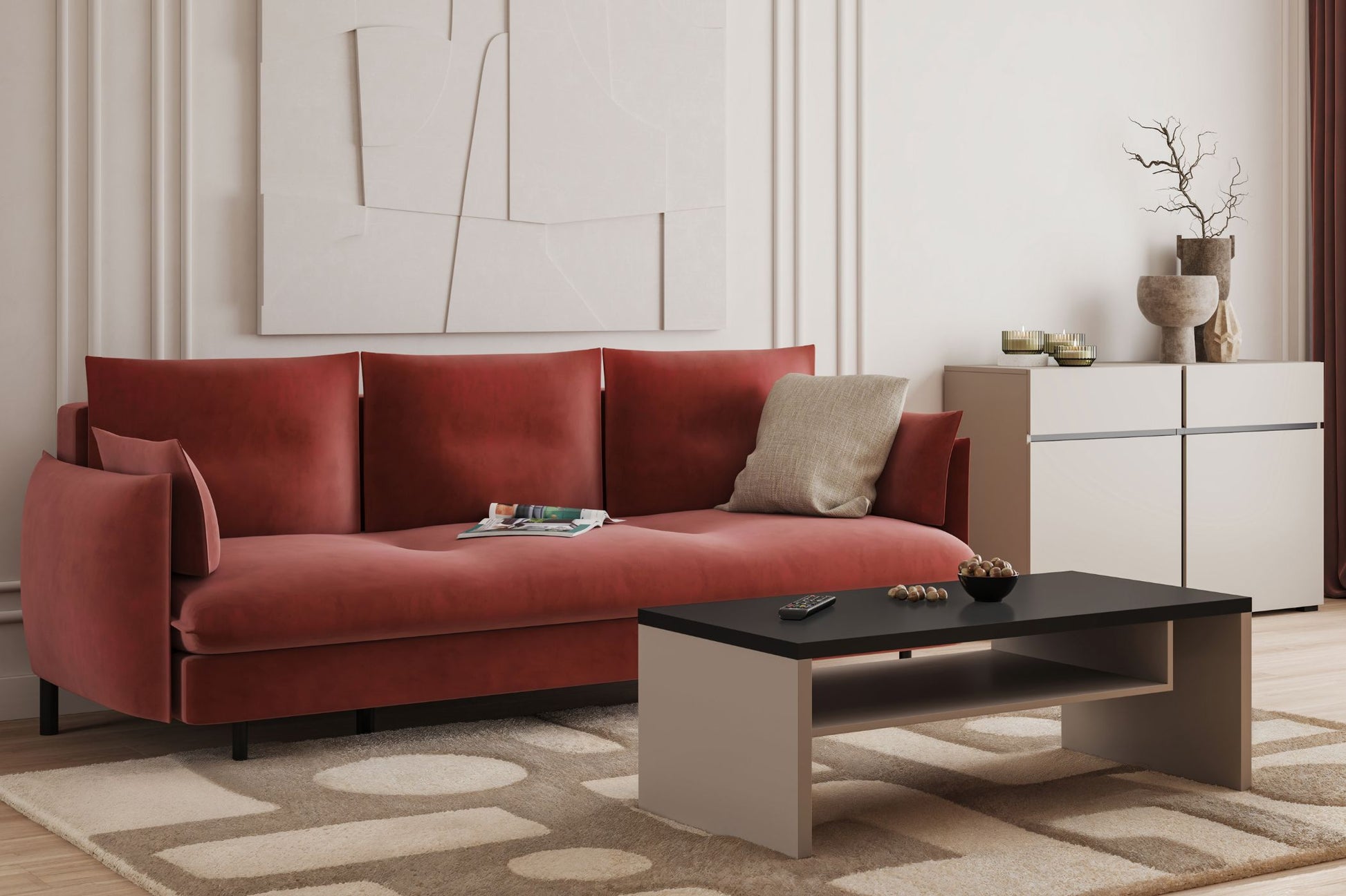 Kumode Krosit kolekcija 119/139/40 cm congo/melns - N1 Home