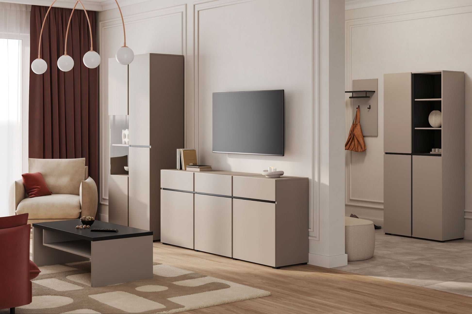 Kumode Krosit kolekcija 180/78/40 cm congo/melns - N1 Home