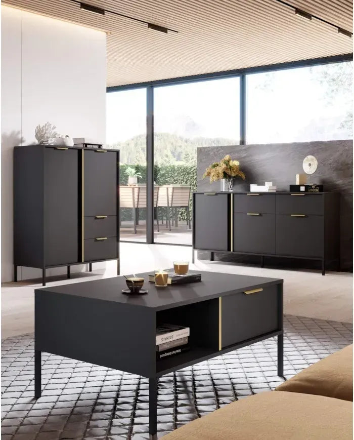 Kafijas galdiņš Larsi 96/44/60 cm melns - N1 Home