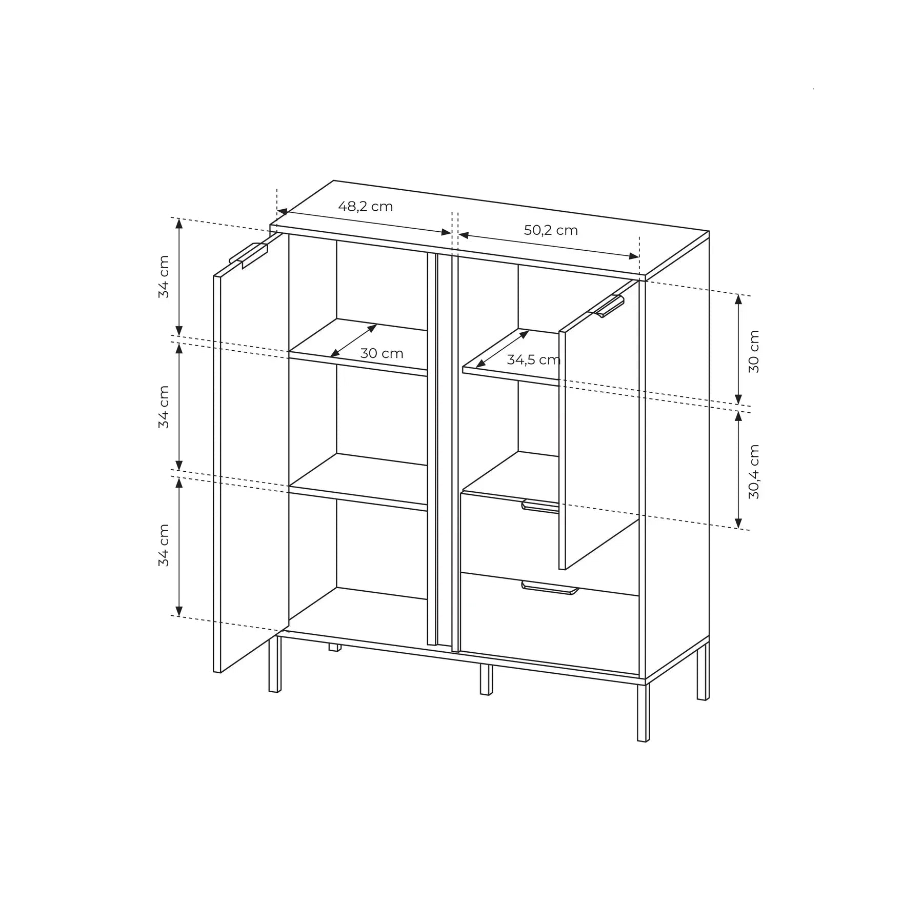 Kumode Larsi 103/123/39 cm melns - N1 Home