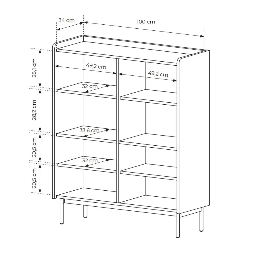 Kumode Leve 103/126/38 cm bēšš/skandi ozols - N1 Home