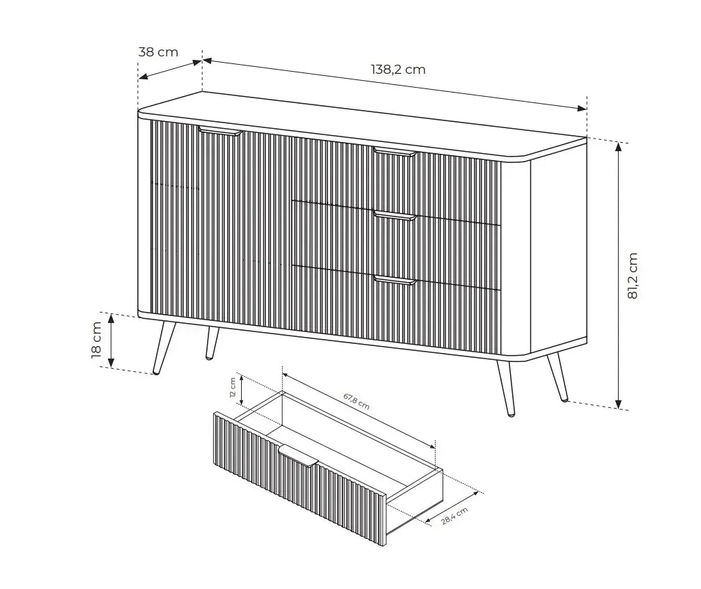 Kumode Lanti 138/81/38 cm bēšs - N1 Home
