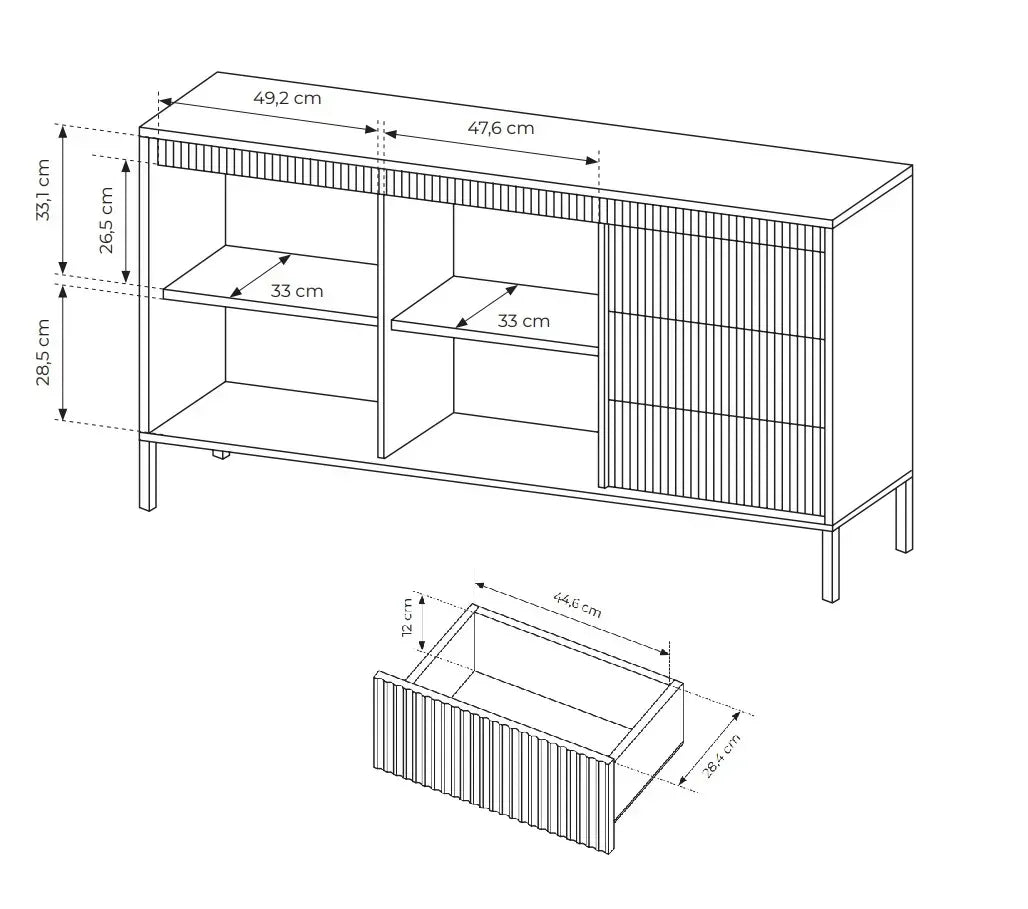 Kumode Sensi 153/81/39 cm bēšs - N1 Home