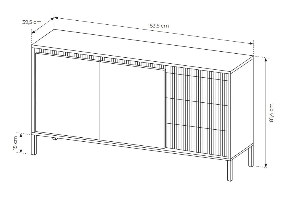 Kumode Sensi 153/81/39 cm melns - N1 Home
