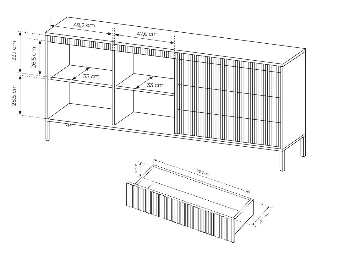 Kumode Sensi 187/81/39 cm melns - N1 Home