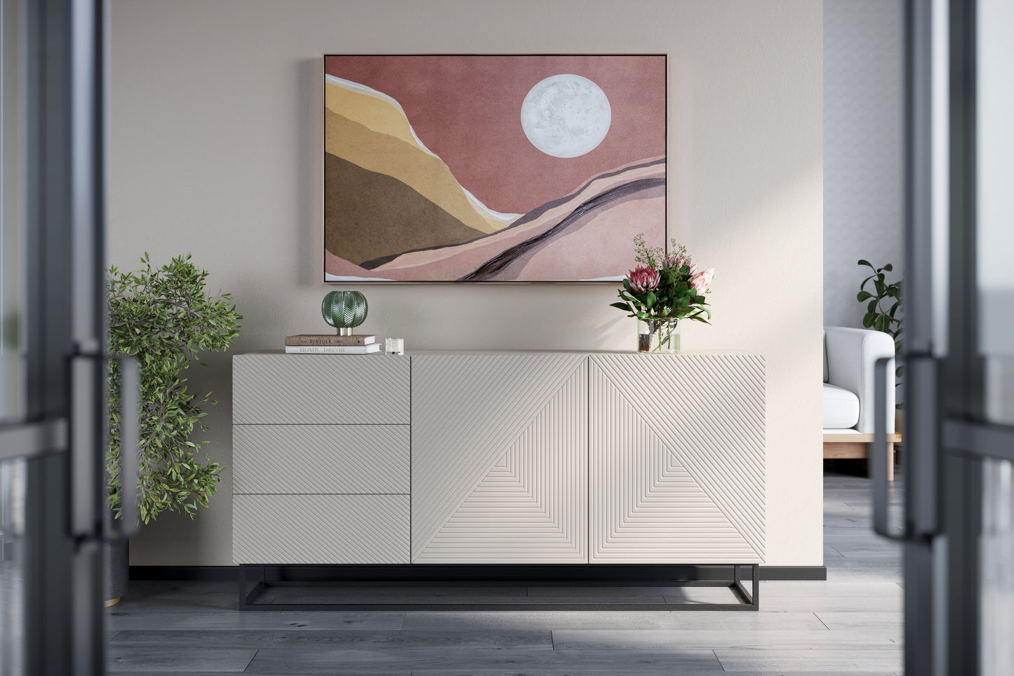 OSLO kumode un metāla kājas 167/81/43 cm kašmirs/melns - N1 Home