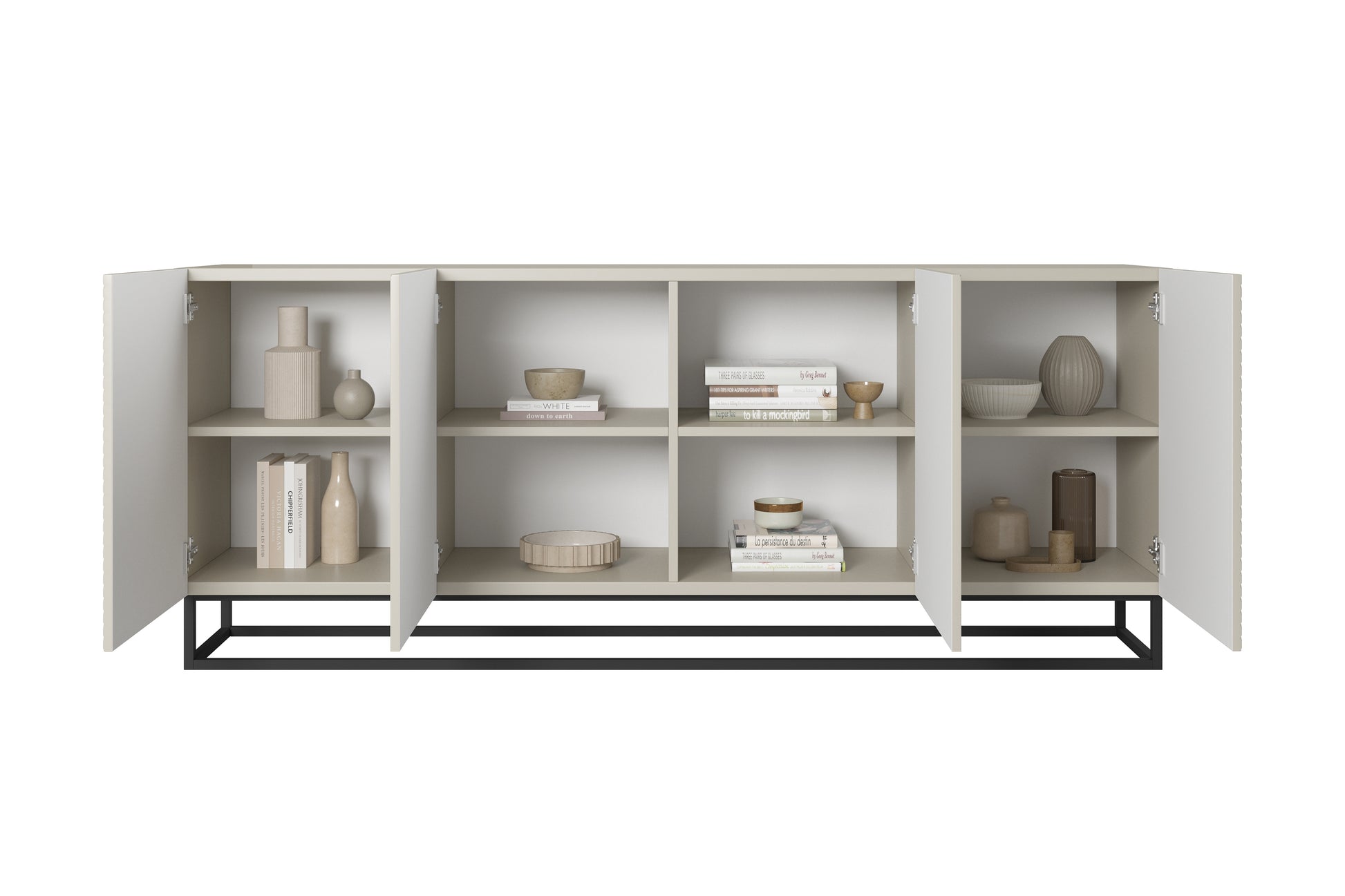 OSLO kumode ar metāla kājām 200/81/43 cm melns/kašmirs - N1 Home