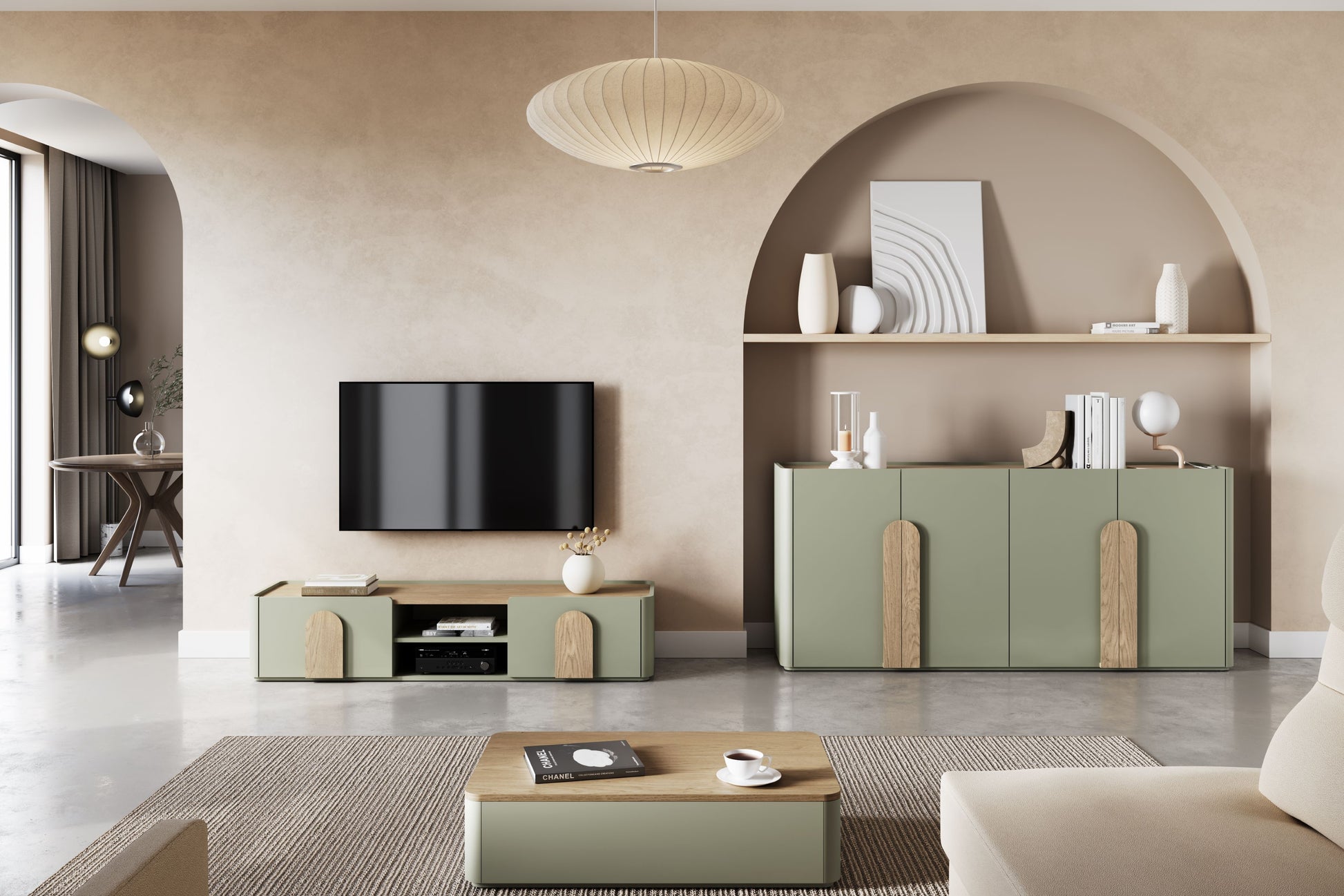 Kumode Amil 200/89/48 cm Eikalipts / Baltijas kāpu ozols / Dabīgais ozols - N1 Home