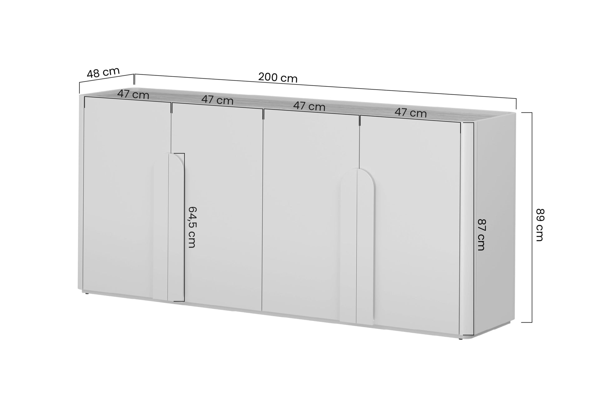 Kumode Amil 200/89/48 cm Kašmirs / Eļļots ozols - N1 Home