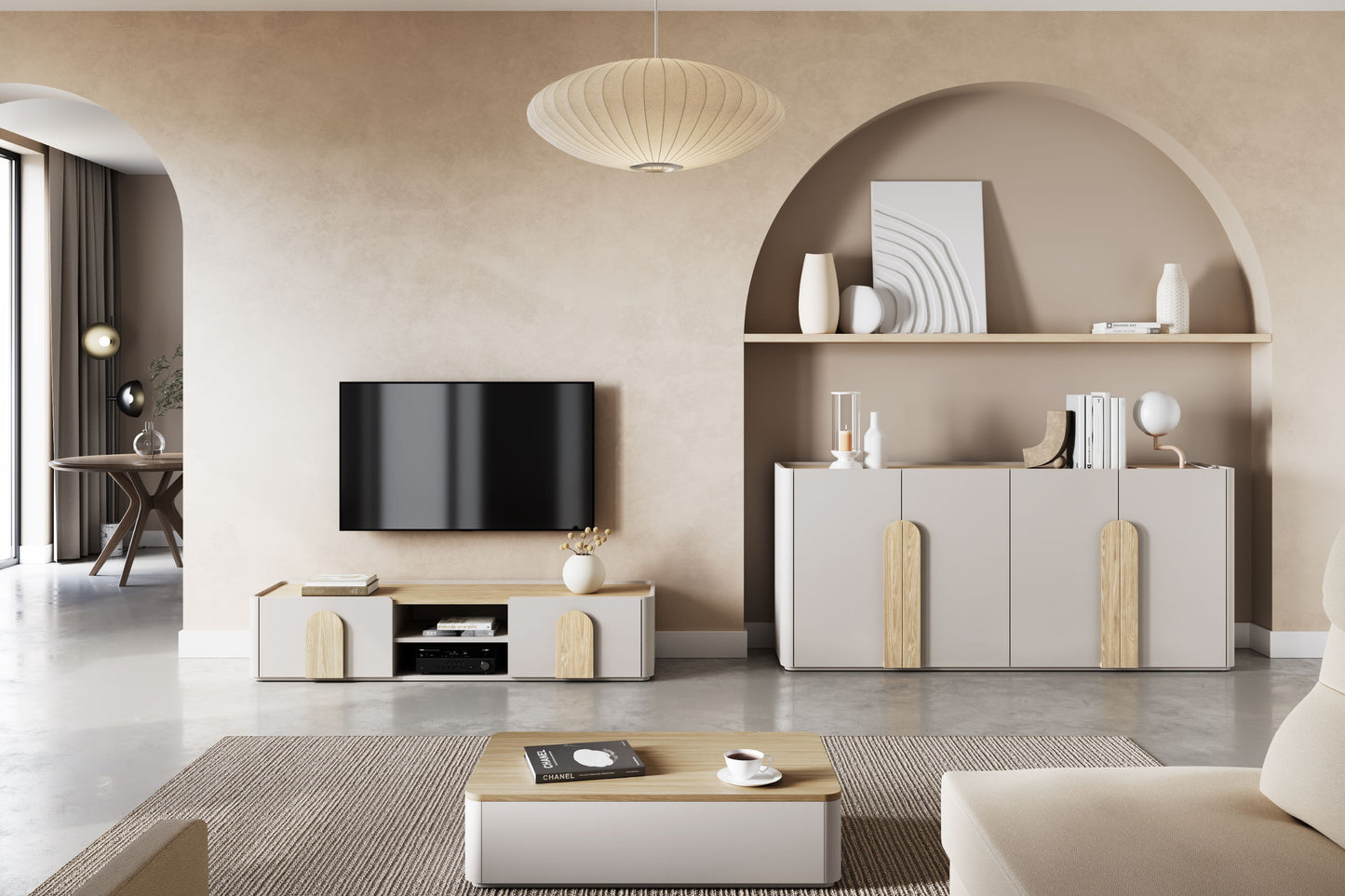 Kumode Amil 200/89/48 cm Kašmirs / Eļļots ozols / Gaišs ozols - N1 Home