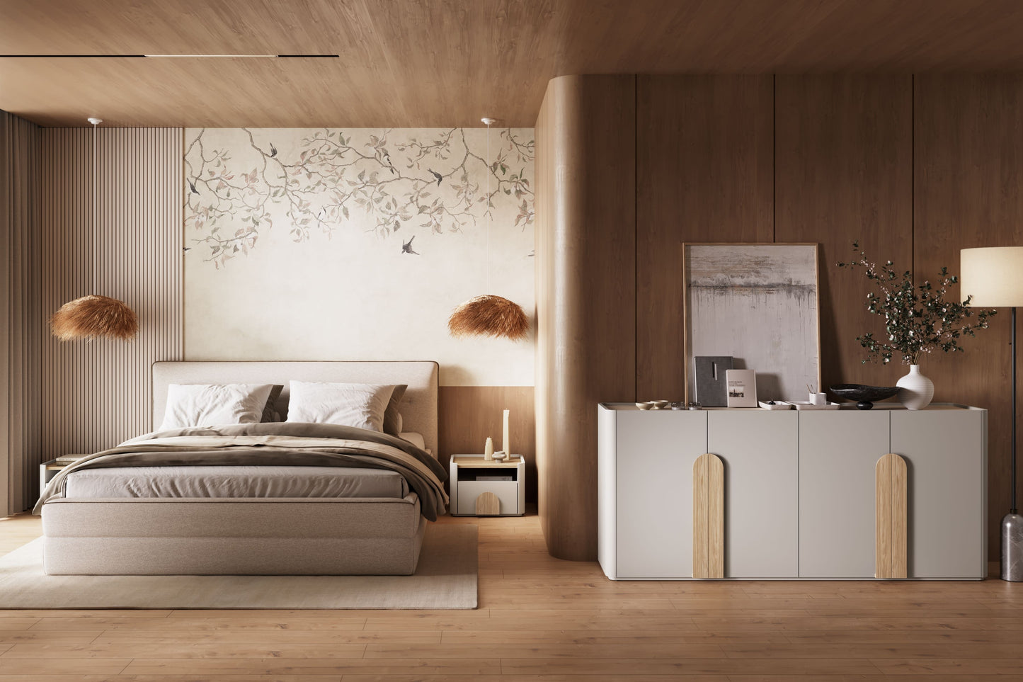 Kumode Amil 200/89/48 cm Kašmirs / Eļļots ozols / Gaišs ozols - N1 Home