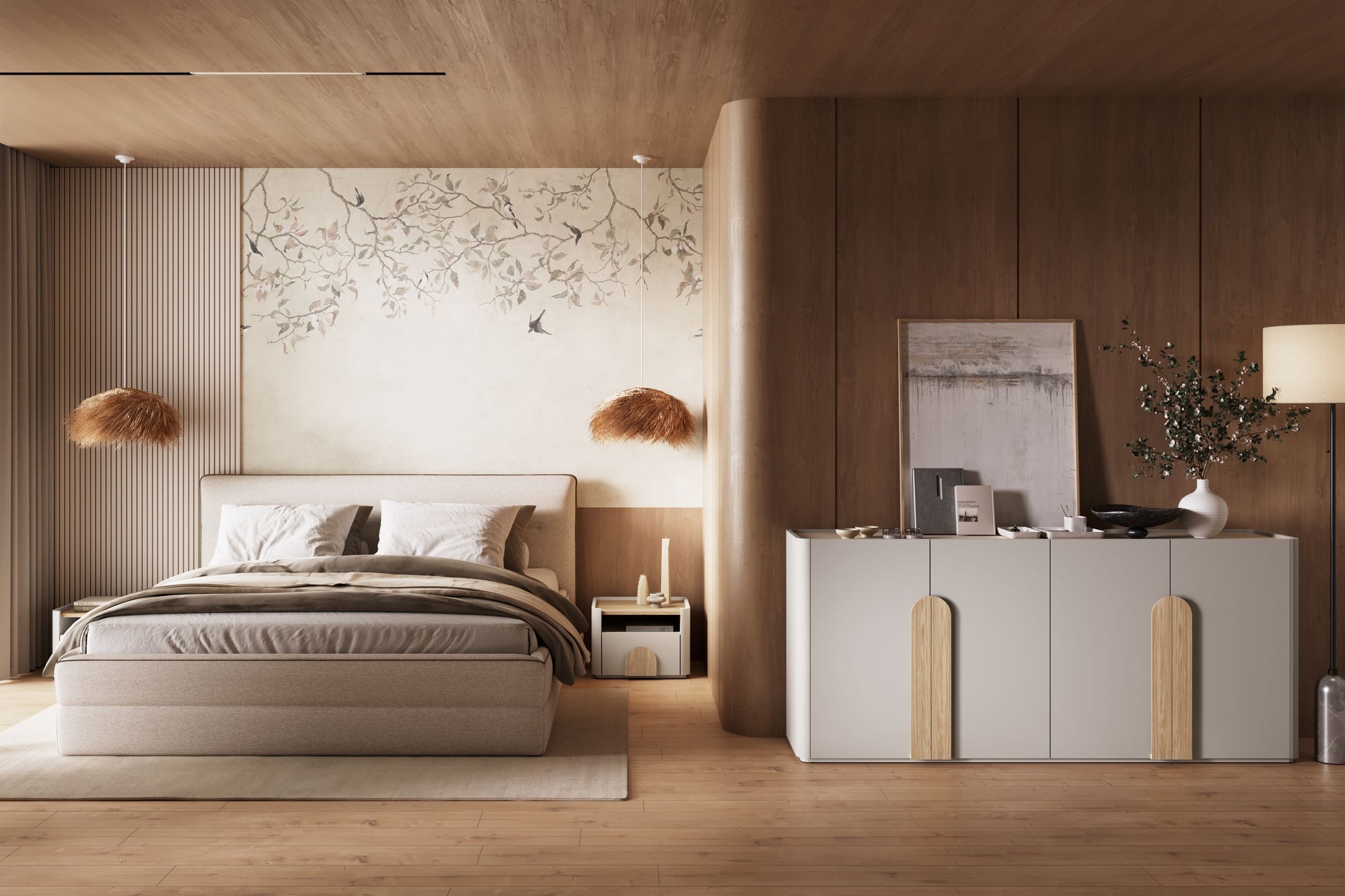 Kumode Amil 200/89/48 cm Kašmirs / Eļļots ozols / Gaišs ozols - N1 Home