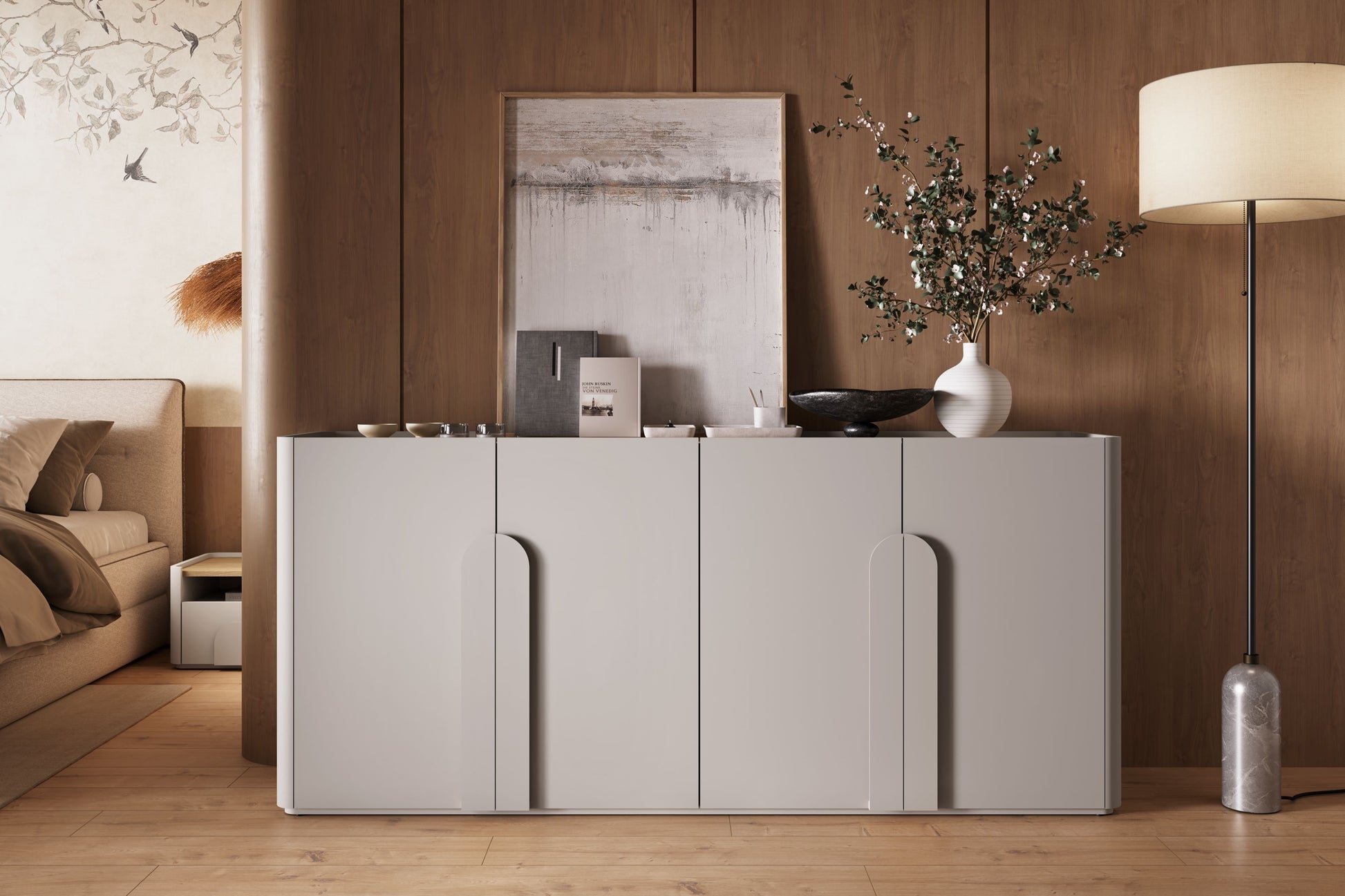 Kumode Amil 200/89/48 cm Kašmirs / Eļļots ozols - N1 Home