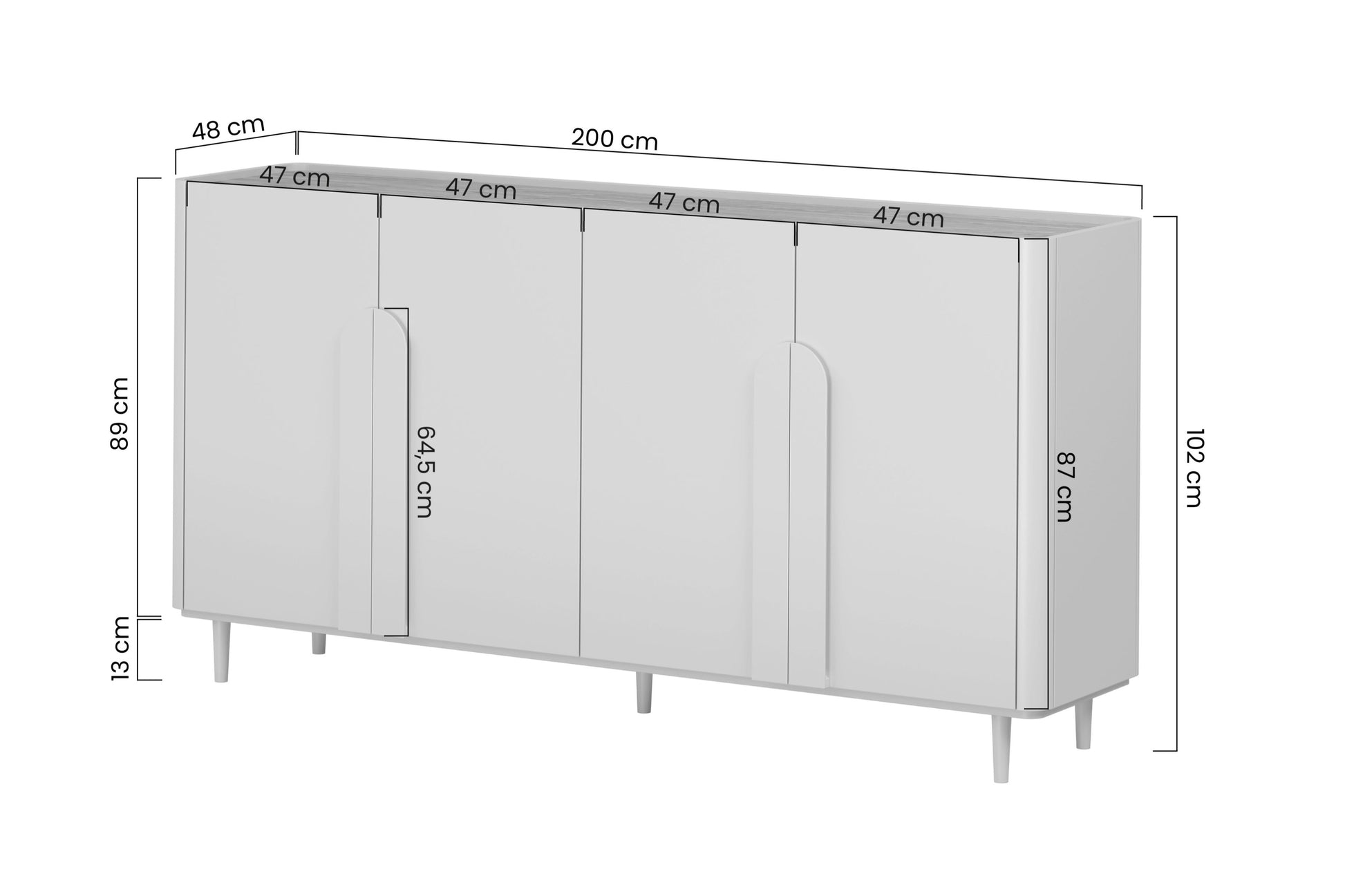 Kumode Amil 200/102/48 cm Kašmirs / Eļļots ozols / Gaišs ozols - N1 Home