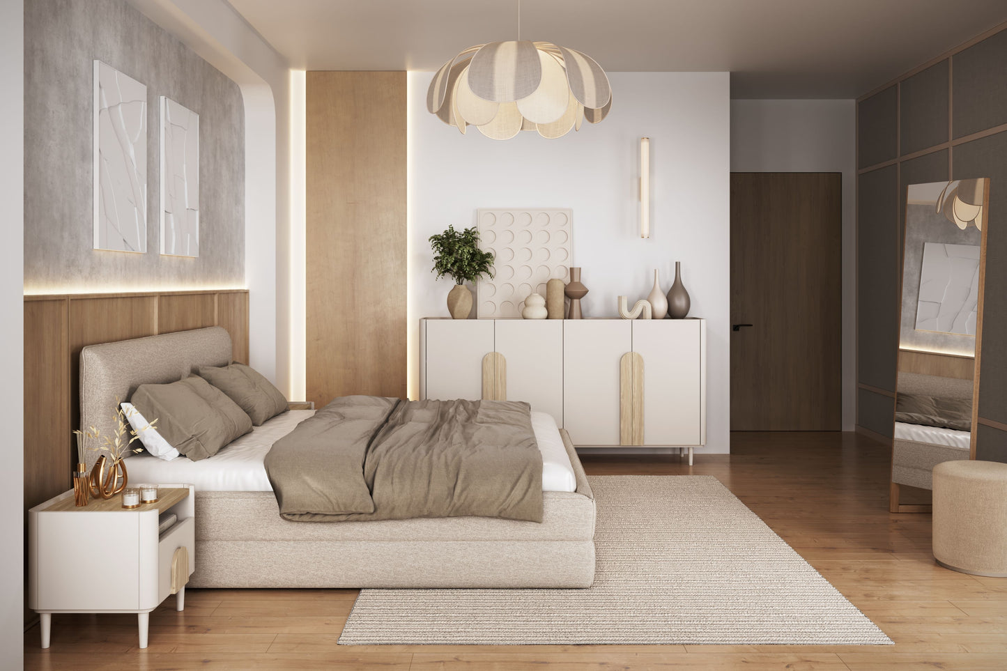 Kumode Amil 200/102/48 cm Kašmirs / Eļļots ozols / Gaišs ozols - N1 Home