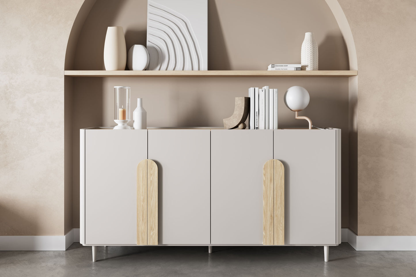 Kumode Amil 200/102/48 cm Kašmirs / Eļļots ozols / Gaišs ozols - N1 Home